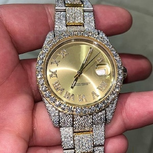 28 Ct Luxury Moissanite Diamond Watch, Hip-Hop Automatic Diamond Watch, Handcrafted Watch, VVS1 Moissanite Studded stainless steel belt