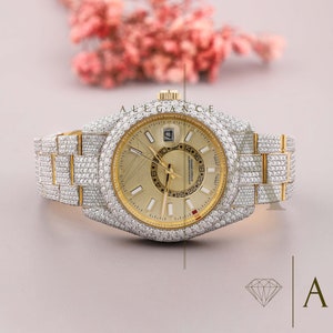 Moissanite Diamond Watch | Handcrafted Moissanite On Stainless Steel belt | VVS1 Moissanite Watch For Him | Graduation Gift For Him