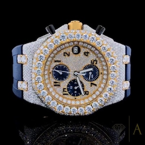 Luxury Moissanite Watch, VVS1 Brilliant Cut Moissanite Watch, Hip-Hop Diamond Watch,  Diamond Watch For Gift, White Diamond Iced Out Watch
