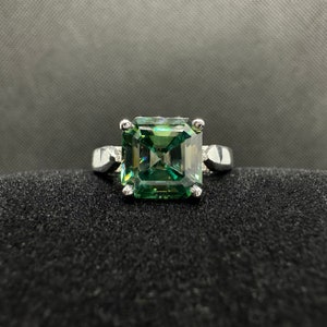 Captivating Engagement Ring Crafted With Blue Green Asscher Solitaire Moissanite Diamond In Silver/Gold-Perfect Gift for Anniversary,Wedding