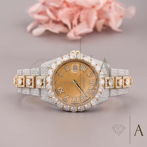 VVS Moissanite Diamond Watch | Fully Iced out Watch | Stainless Steel Watch | Moissanite Studded Diamond Watch | Automatic Movement Watch