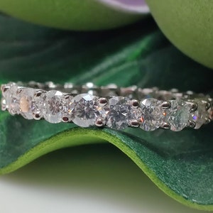 3 MM Ct Round Moissanite Wedding Band / Solid Gold Bridal Full Eternity Band/Matching Band For Engagement Ring In 925 Sterling Silver