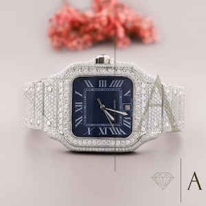 Luxury Moissanite Diamond Watch | Handcrafted Moissanite On Stainless Steel belt | VVS1 Moissanite Watch For Him | Hip-Hop Watch Gift