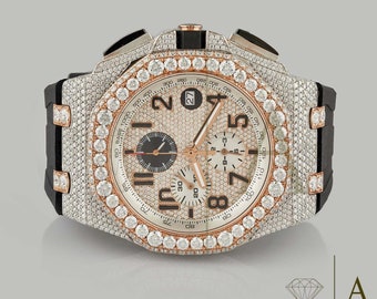 Luxury Moissanite Watch, VVS1 Brilliant Cut Moissanite Watch, Hip-Hop Diamond Watch,  Diamond Watch For Valentine Day Gift, Iced Out Watches