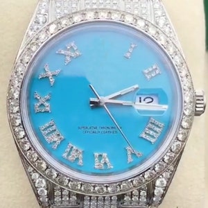26 CT Moissanite Diamond Watch, Hip-Hop Diamond Watch, VVS1 White Diamond Automatic Movement Watch, Handcrafted Moissanite Diamond Watch
