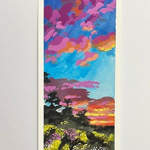 Sunset Over the Hill - Original Gouache Illustration