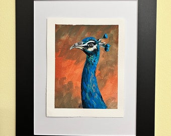 Peacock - Original Gouache Illustration (Matted)