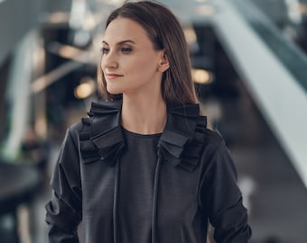 Col amovible pour femme, Col amovible en laine assortie pour une robe, Col tendance, Col à volants pour une robe en laine, Col femme