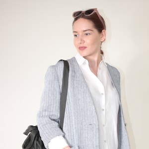 Leinenjacke Damen, Schwere Leinenjacke, Sommer blazer mit Taschen Bild 2