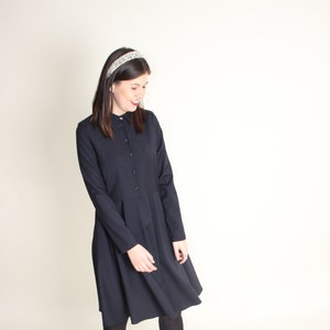 Warm Loose Midi Wool Dress, Wool Shirt Dress With Pockets