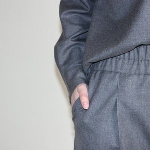 Women dress pants with pockets, Front pleat wool pants, Everyday warm wool work pants, Elastic waistband winter trousers