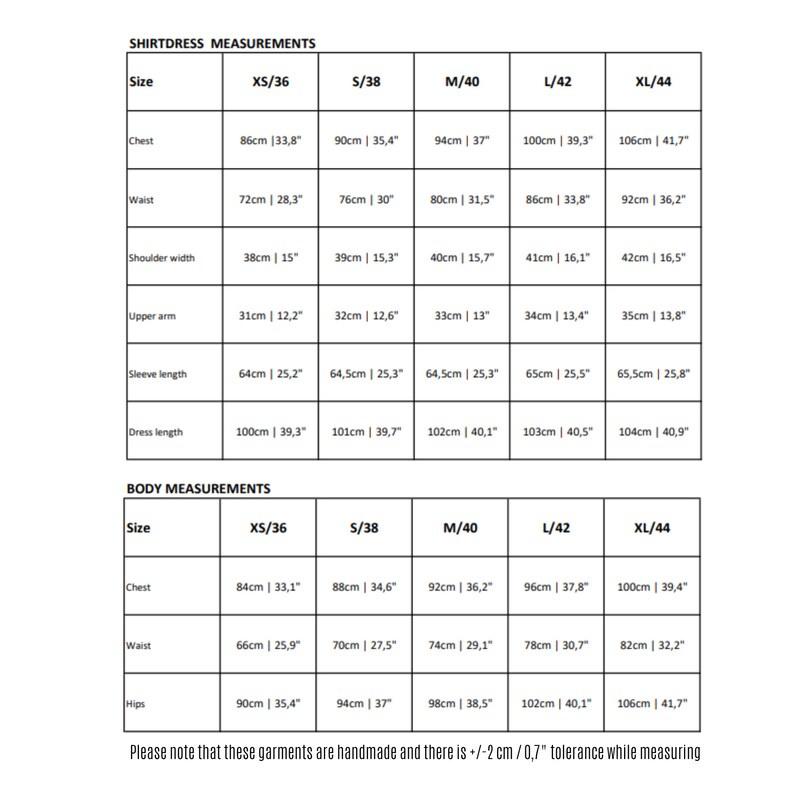 Size chart.
Available sizes: xs, s, m, l, xl, xxl.