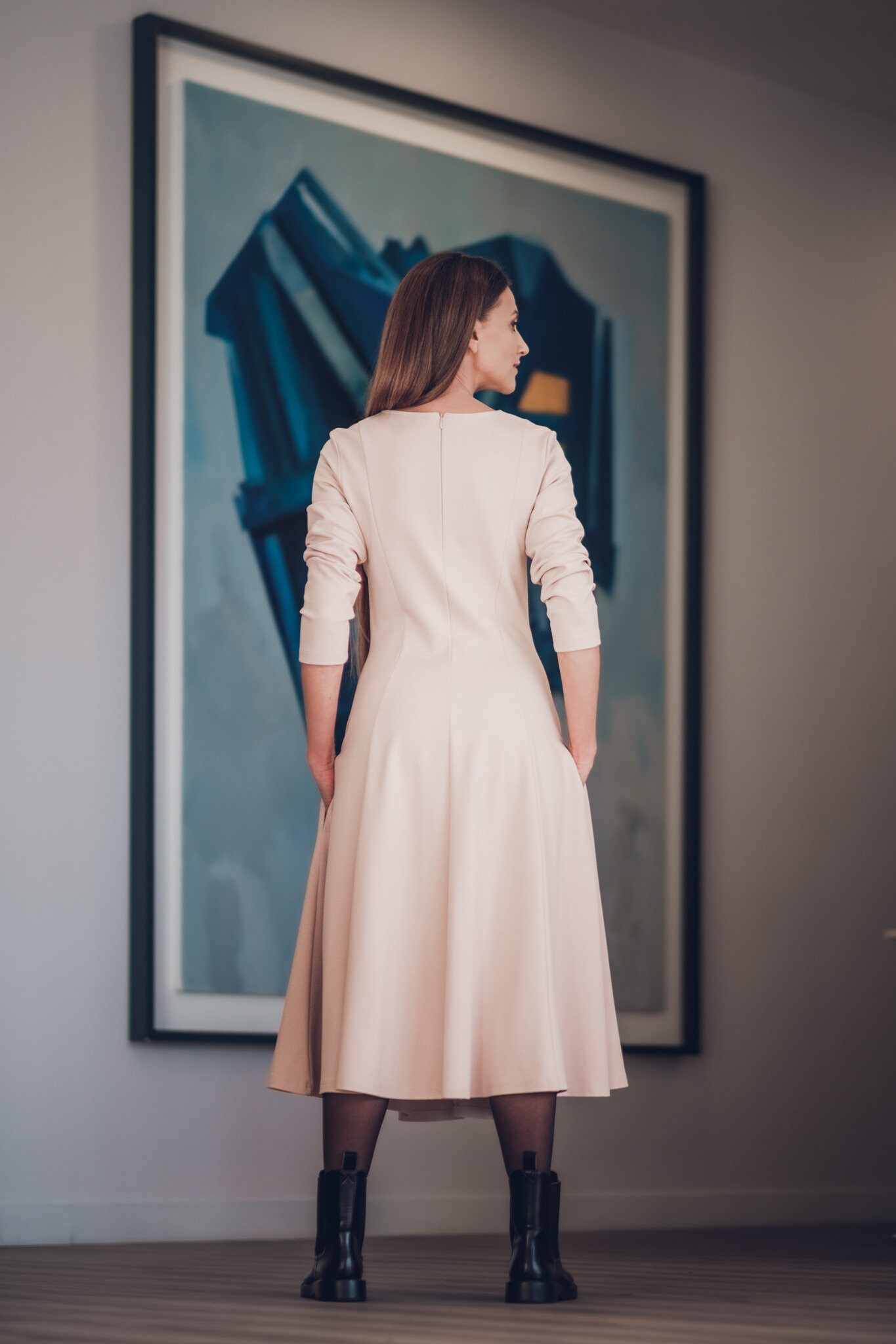 Premium viscose Fit & Flared button down dress