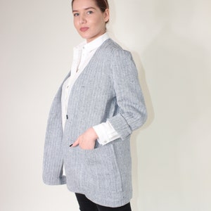 Linen jacket women, Heavy linen jacket, Summer blazer with pockets image 6