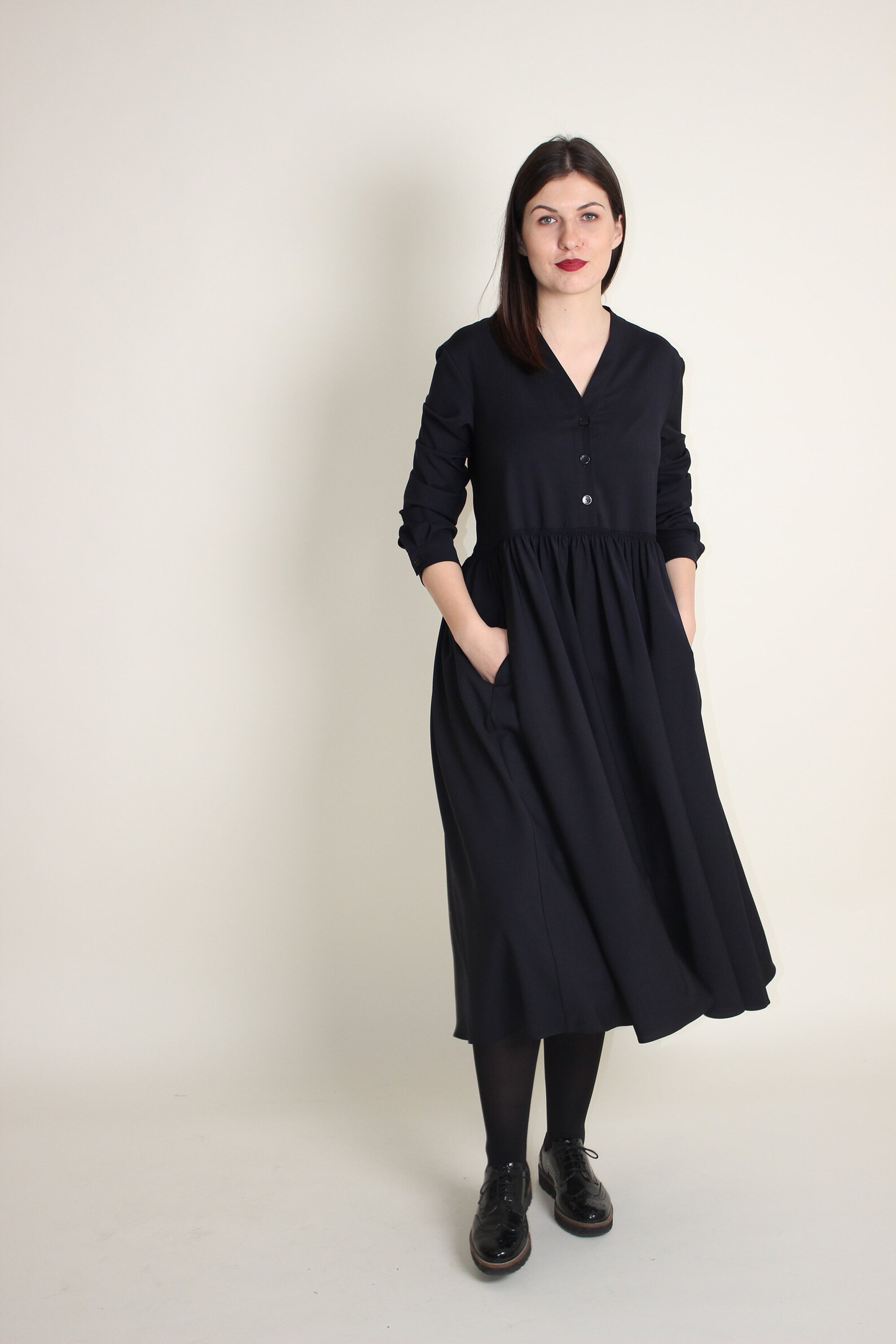 Elegant Wool Maxi Dress Long Wool Dress Everyday Dress With Etsy