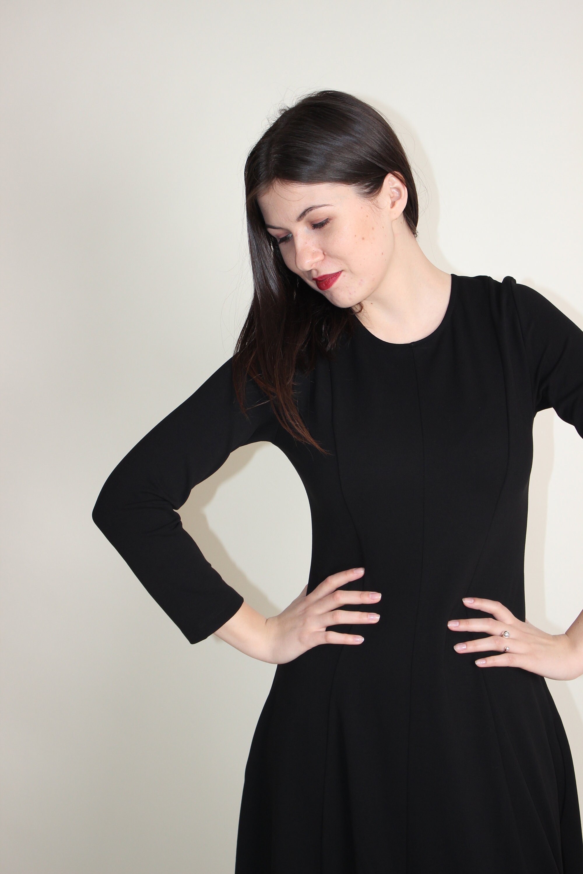 Little Black Dress With Pockets, Fit and Flare Jersey Dress, Black Midi  Party Dress, Vintage Style Occasion Dress - Etsy