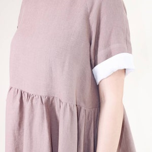 Summer smock linen dress, Casual summer midi dress, Everyday dress with pockets image 4