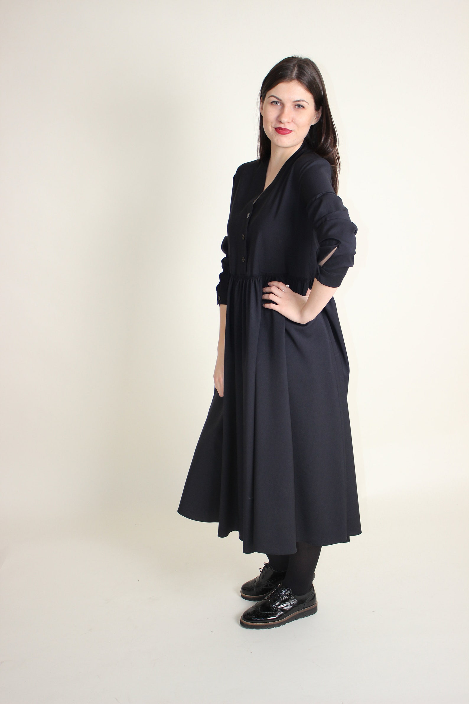 Elegant Wool Maxi Dress Long Wool Dress Everyday Dress With Etsy