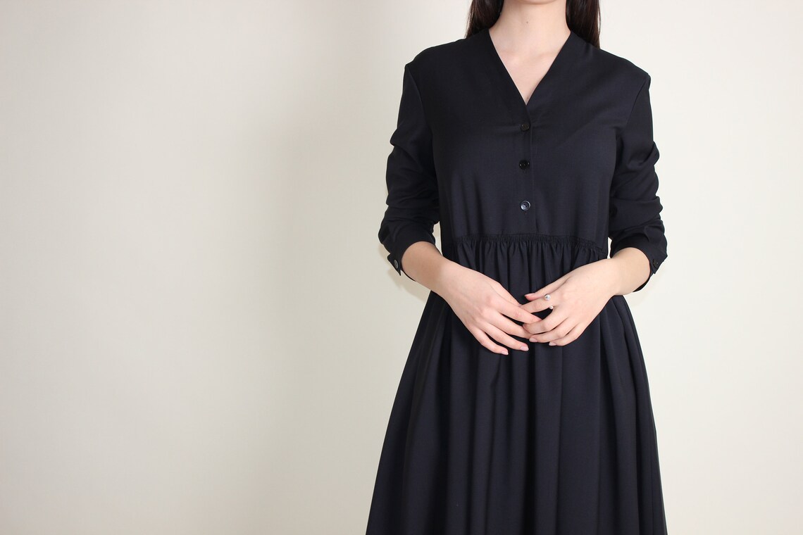 Elegant Wool Maxi Dress Long Wool Dress Everyday Dress With Etsy