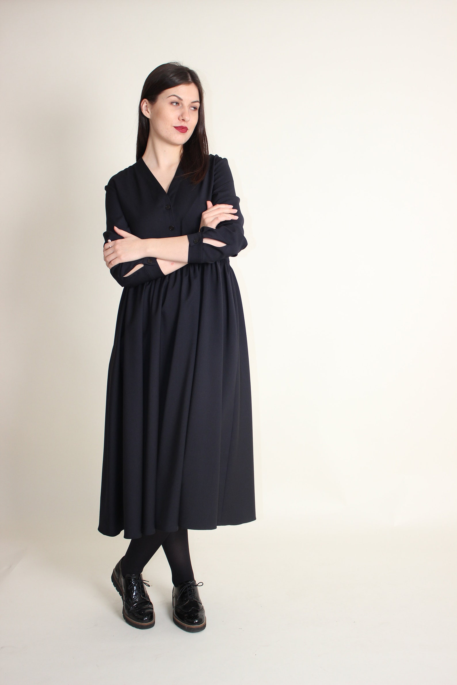 Elegant Wool Maxi Dress Long Wool Dress Everyday Dress With Etsy