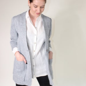 Linen jacket women, Heavy linen jacket, Summer blazer with pockets image 7