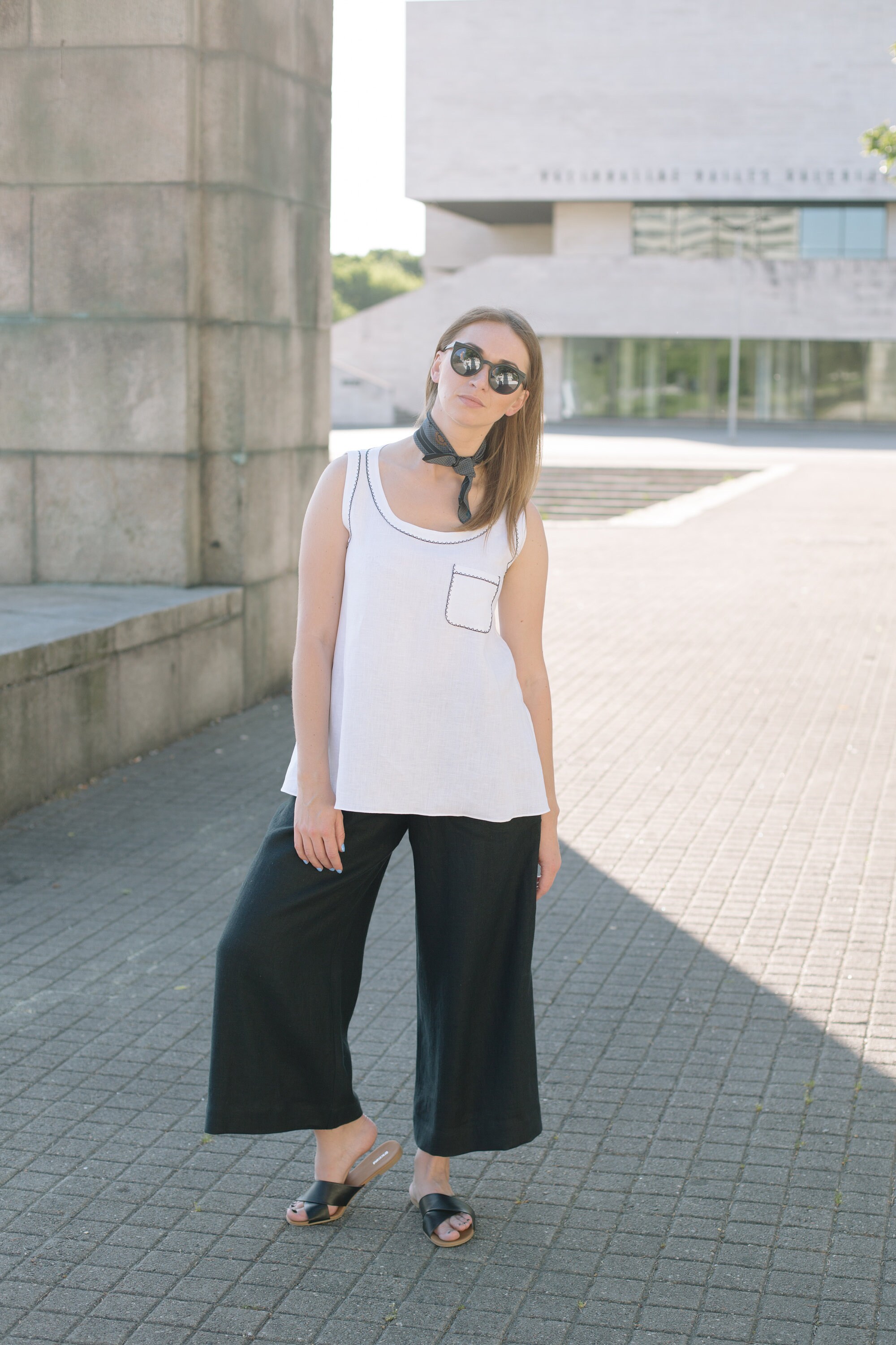 Linen Wide Leg Pants Linen Casual Trousers Loungewear Pants Etsy