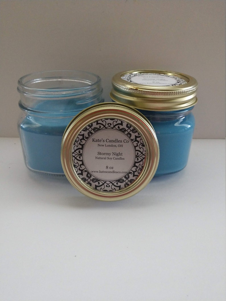 Mason Jar Candle, Stormy Night Scented Candles Natural Soy Candle