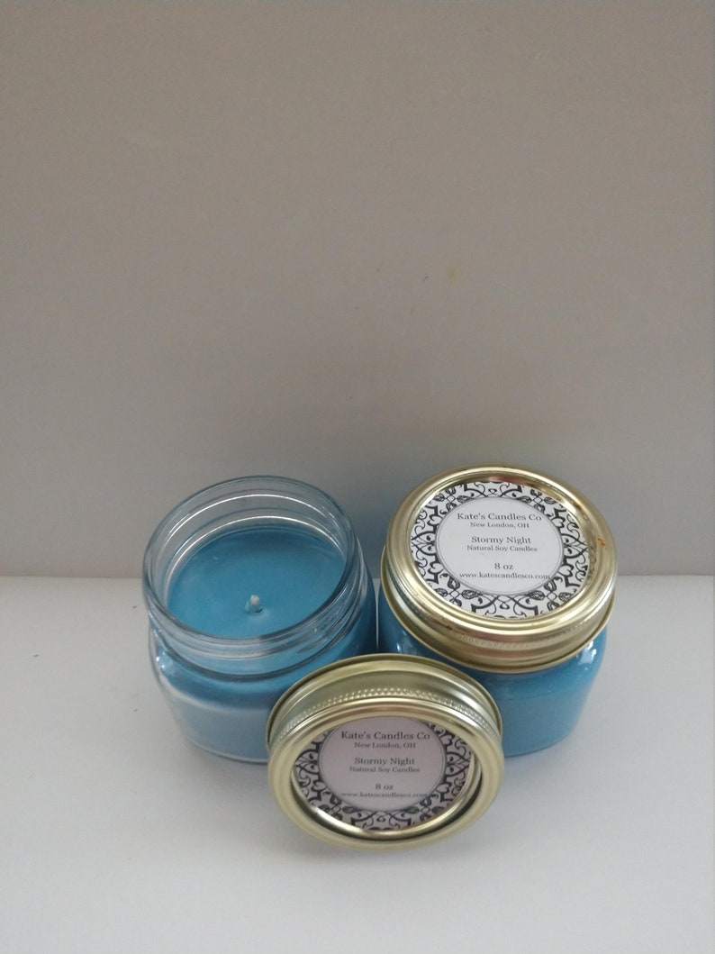 Mason Jar Candle, Stormy Night Scented Candles Natural Soy Candle
