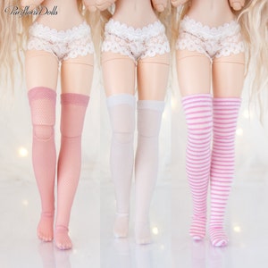 Lolita knee socks for Pullip, Blythe, Obitsu, Pure Neemo, 1/6 dolls - Pink or White SK0001