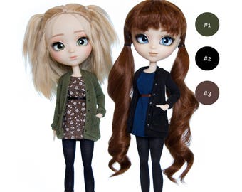 Long sweater with pockets, tunic and socks for Pullip, Pure Neemo, Azone, Blythe, Dal, Obitsu 27 soft, Obitsu 23 dolls (3 pieces set)