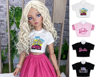 Barbie Cropped T-shirt for Minifee Aline slim MSD BJD 1/4 Doll PT0003