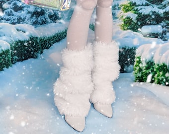 Fluffy White Leg Warmers for Minifee Aline Slim MSD 1/4 BJD Doll