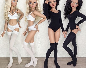 Black or White Long Socks for Minifee Aline slim MSD 1/4 BJD Doll