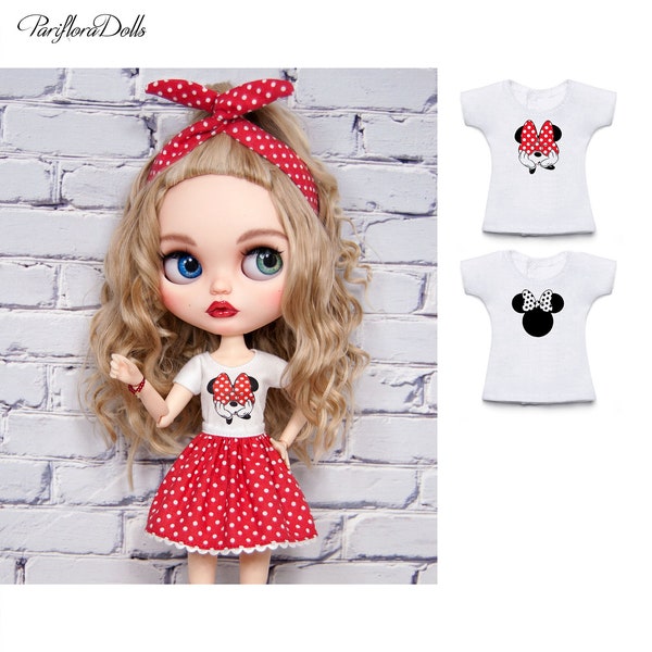 T-shirt with Minnie Mouse for Pullip, Blythe, Obitsu 22/24/25/26/27 and similar 1/6 dolls