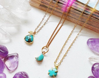 Turquoise Claw Necklace Gold Plated Gemstone Necklace