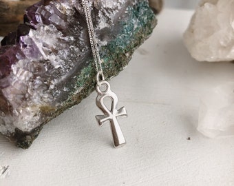 Silver Ankh Necklace // Sterling Silver Chain // Ankh Cross // Egyptian jewelry // Ancient Egyptian // Talisman Jewellery // Boho Jewels.