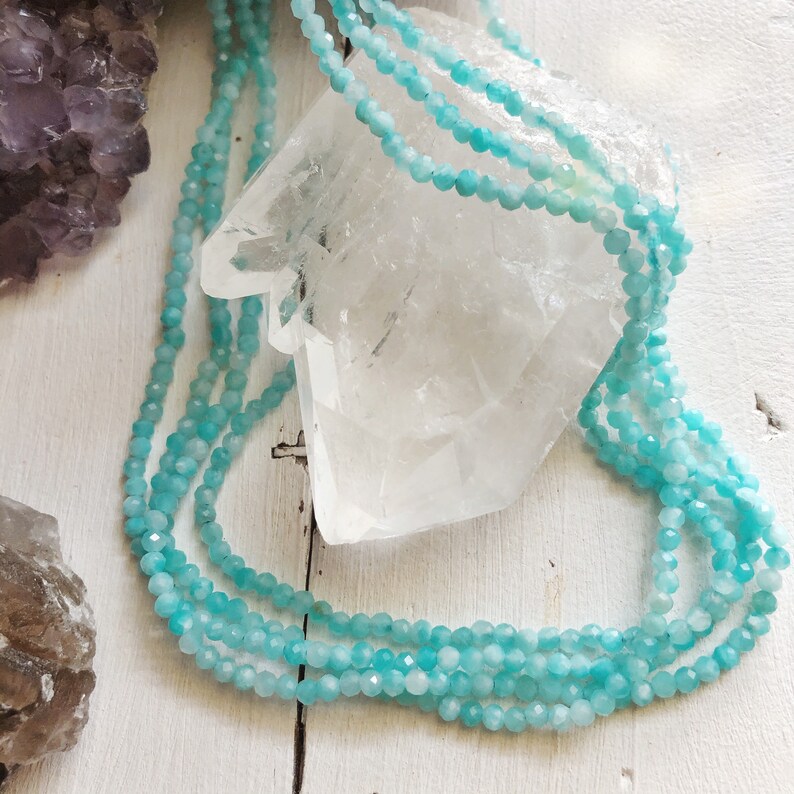Amazonite Bead Crystal Necklace, Blue Gemstone Necklace. image 6