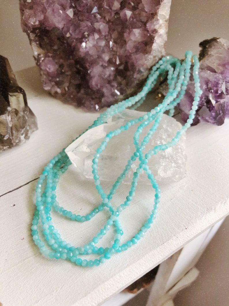 Amazonite Bead Crystal Necklace, Blue Gemstone Necklace. image 8