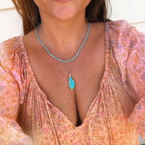 Amazonite Bead Crystal Necklace, Blue Gemstone Necklace. image 2