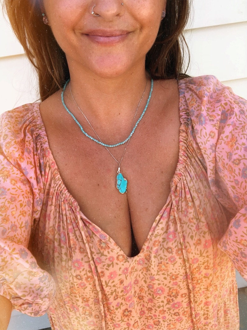 Amazonite Bead Crystal Necklace, Blue Gemstone Necklace. image 2