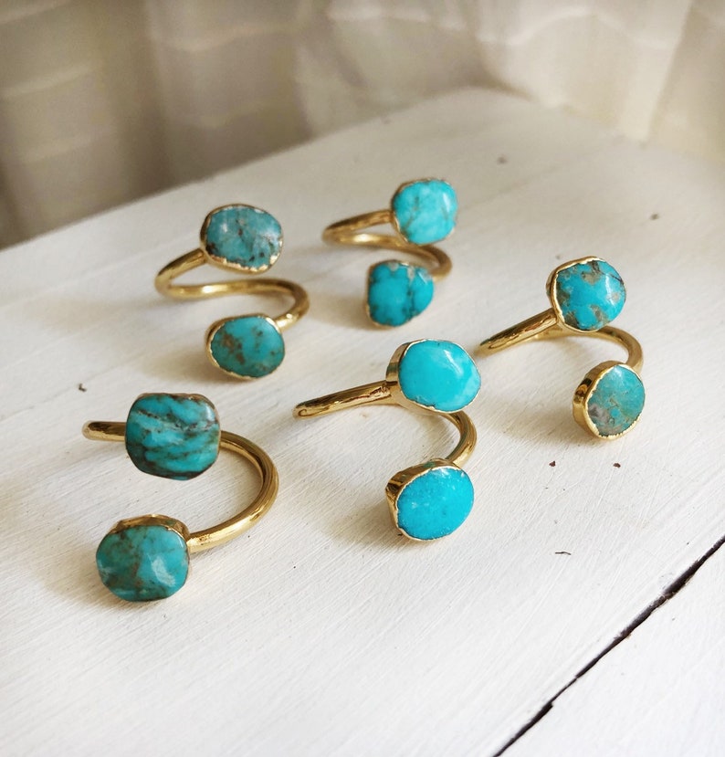 Turquoise Rings Double Turquoise wrap around ring Adjustable Etsy