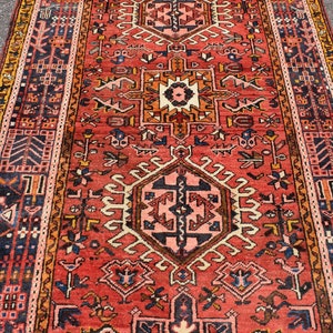 Rug. 4 x 14&#39;7 RARE LONG Superb Vintage Semi-Antique Azerbaijani Tribal Runner Geometric Design Oriental Caucasian Handmade Wool Rug 4 x 15