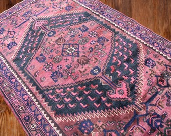 4'5 x 7'6 Hand Knotted Wool Area Rug: Vintage Tribal Turkish Carpet; Geometric Design