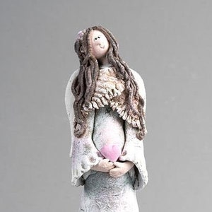 Pregnant mother clay angel figurine | Expecting mom gift | Mom to be  ceramic sculpture
