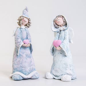 Ceramic sculpture Fairy doll Ceramic angel figurine Guardian angel gift Angel with heart Clay angel in hat Boy doll sculpture Romantic boy