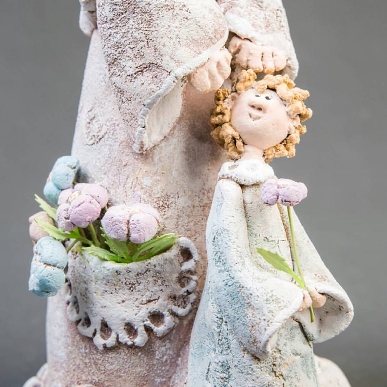 Ceramic Angel Figurines Kids Guardian Angel Gift Waldorf Angel  Etsy