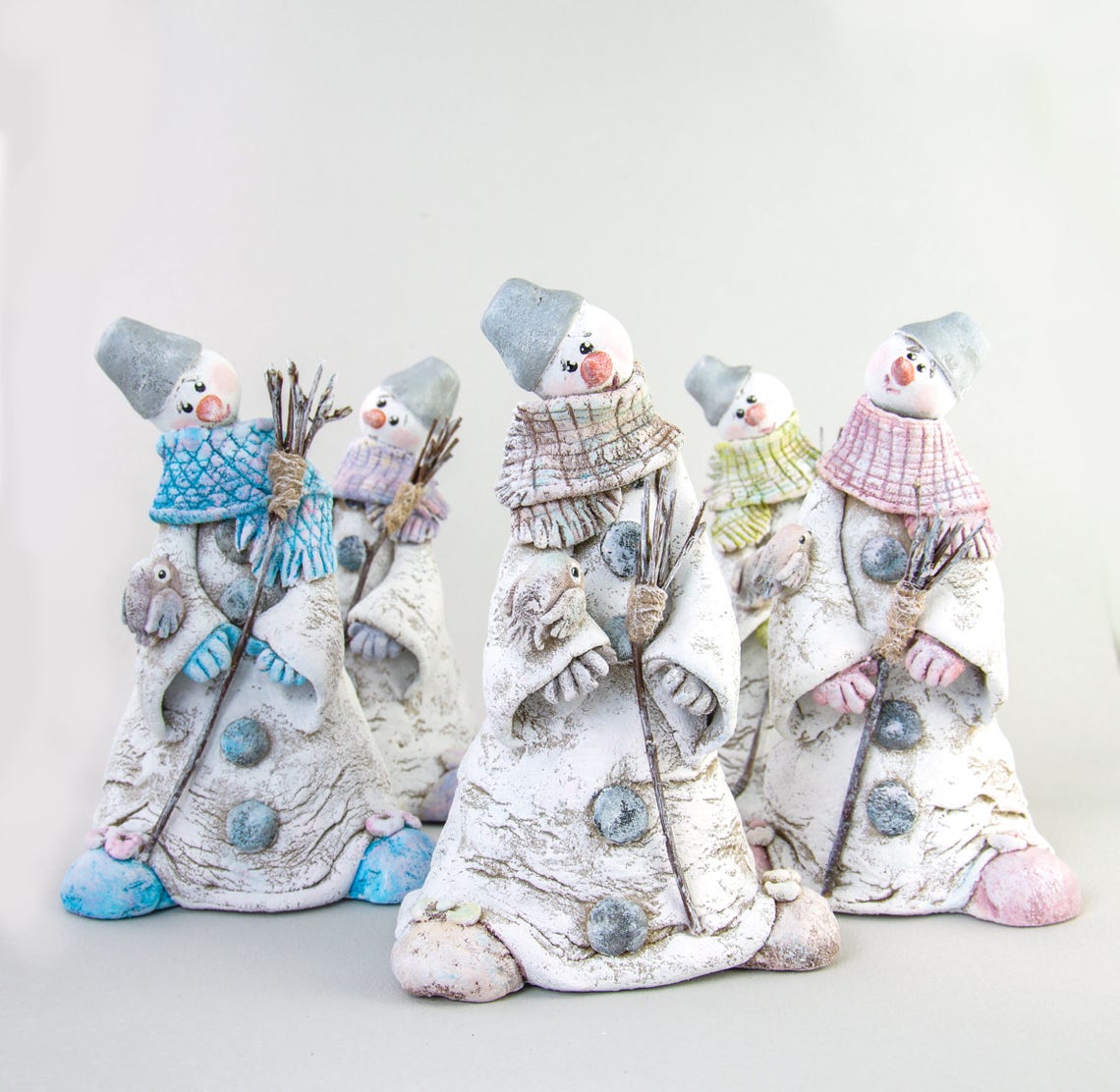 Cute Ceramic Gift Snowman Decor Figurine Ceramic Sculpture Etsy