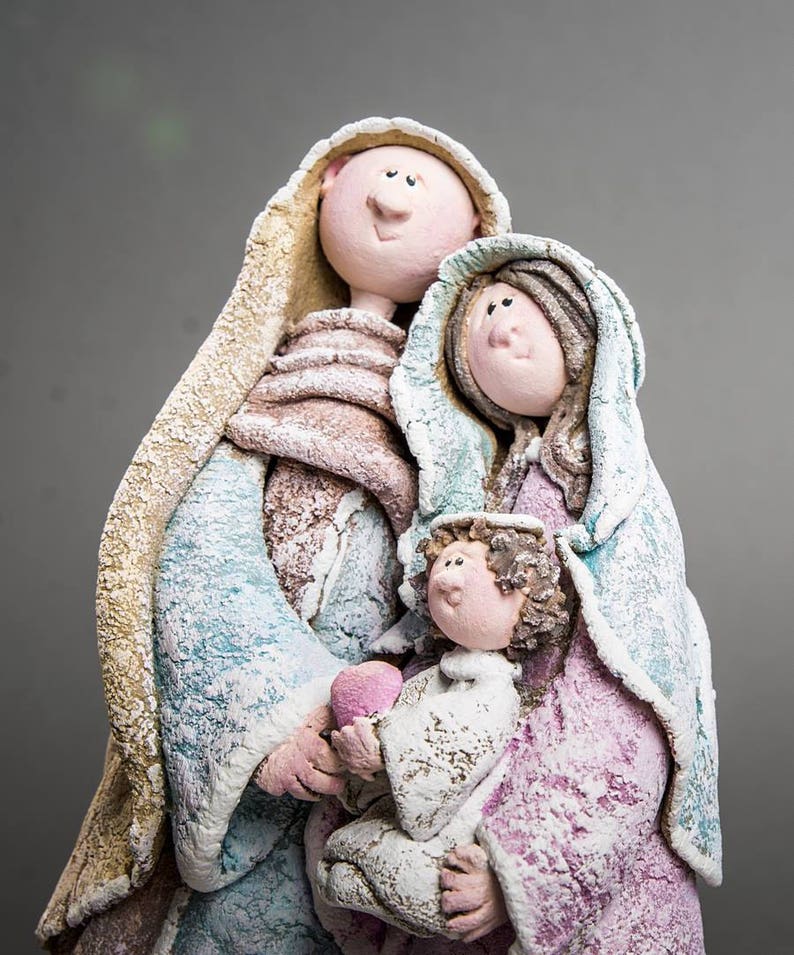 Bible figures Clay Nativity set Nativity scene sculpture Etsy