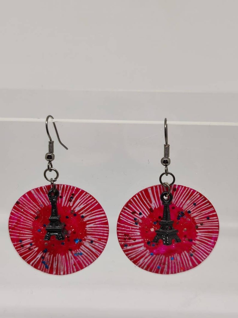 Boucles d'oreilles uniques Variations autour du rouge et du orange N°4