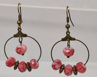 Boucles d'oreilles uniques - Variations autour du rose et du violet